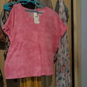 Pink V-Neck Women's Top